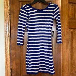 Express blue and white striped dress